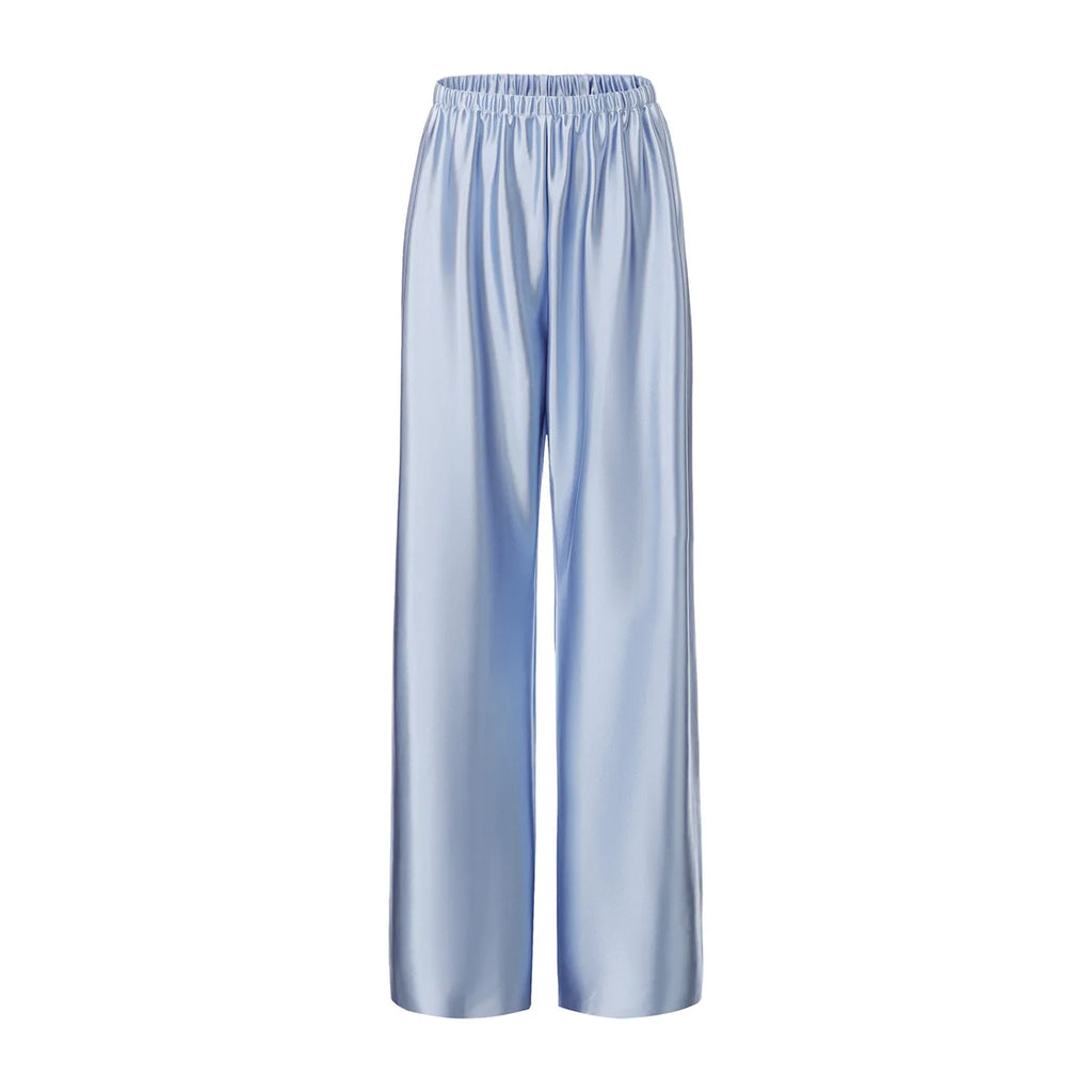 Satin Wide Leg Pants Long Floor Casual Pants Women'S Summer