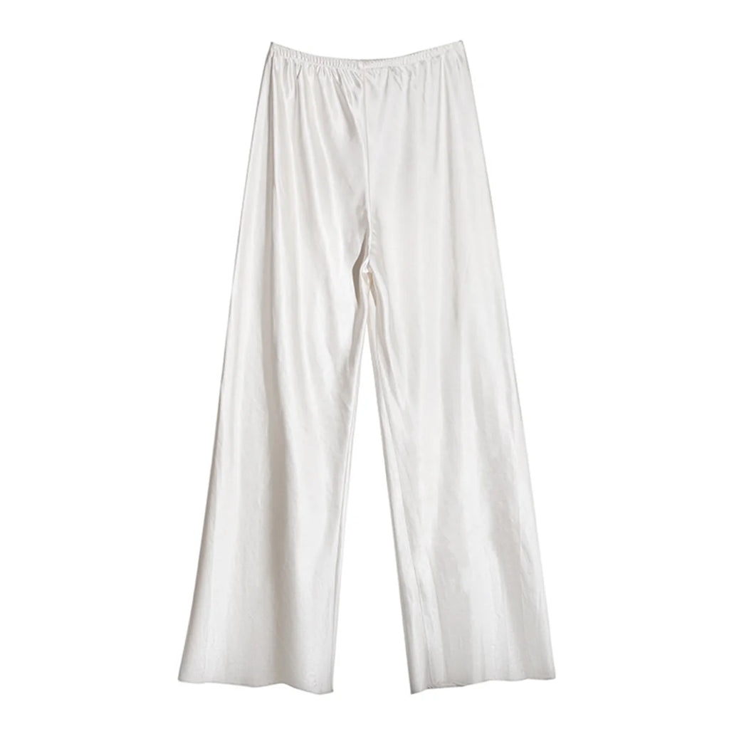Satin Wide Leg Pants Long Floor Casual Pants Women'S Summer
