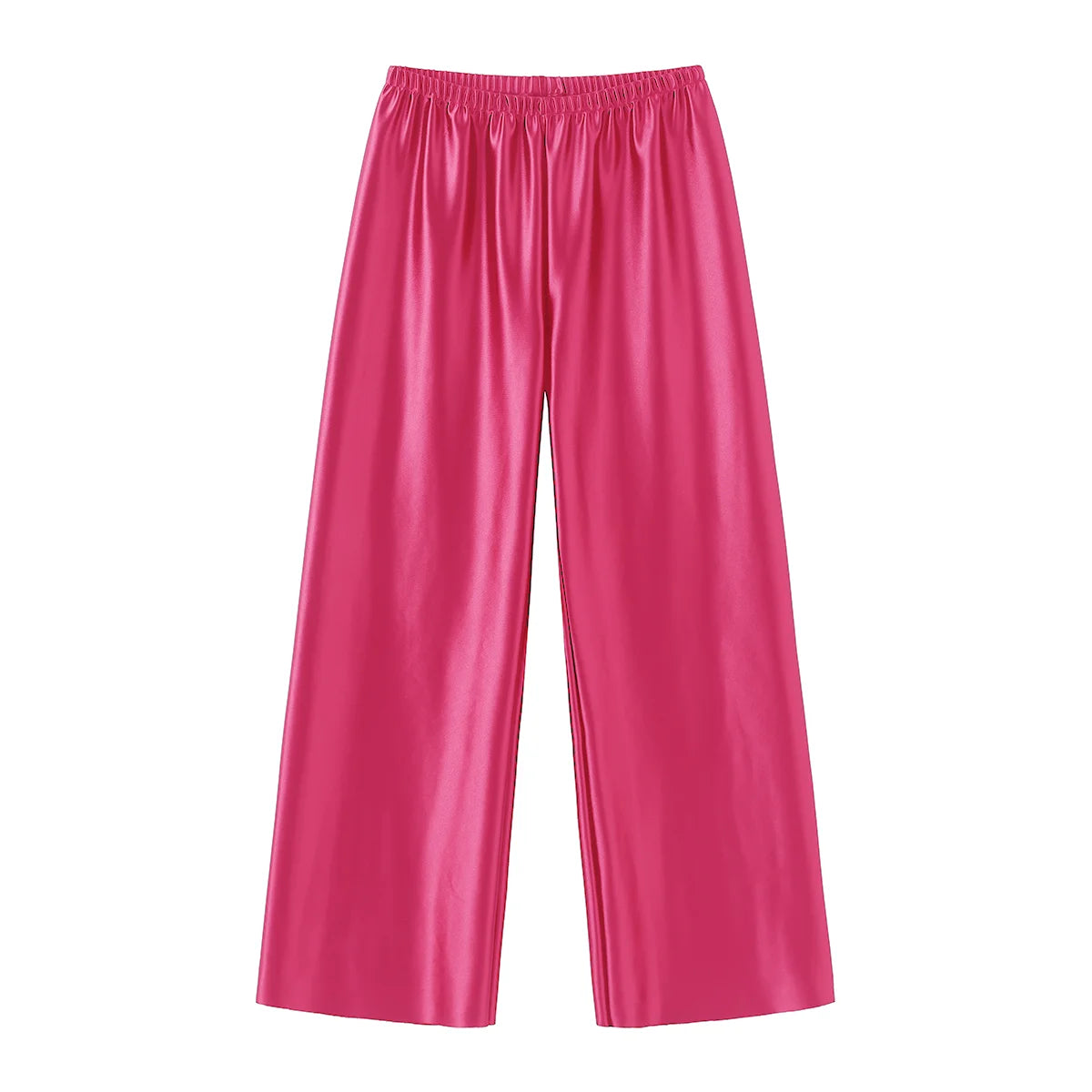 Satin Wide Leg Pants Long Floor Casual Pants Women'S Summer