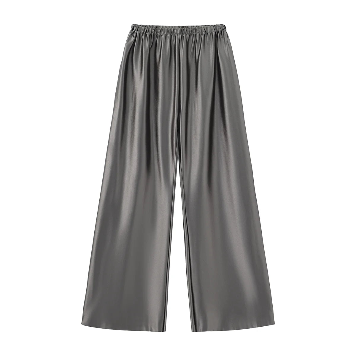 Satin Wide Leg Pants Long Floor Casual Pants Women'S Summer