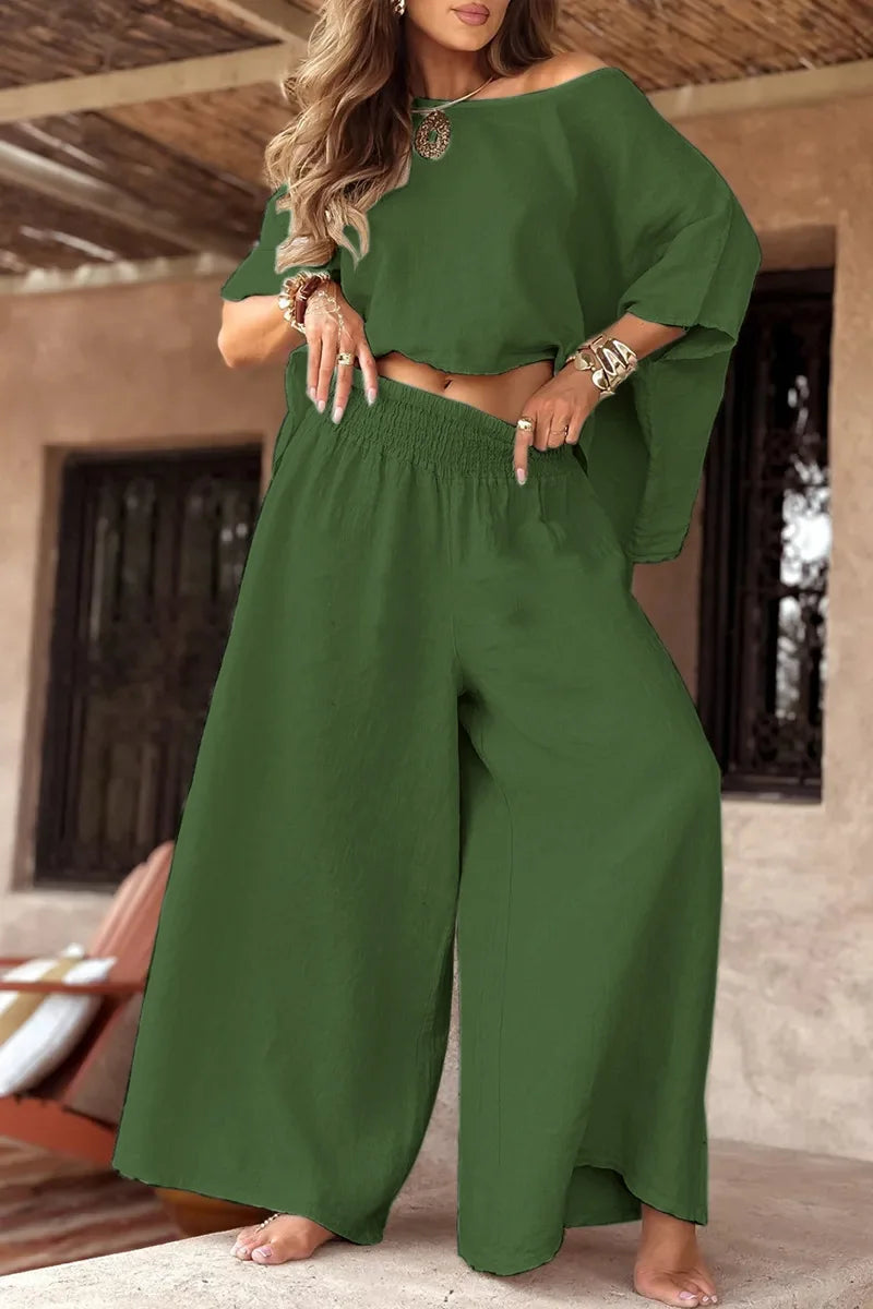 2025 Spring Cotton Linen Women Suit Black Oversize Loose Top Wide-Leg Pants Set Female Summer Trendy Casual Elegant Suits Ladies