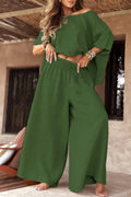 2025 Spring Cotton Linen Women Suit Black Oversize Loose Top Wide-Leg Pants Set Female Summer Trendy Casual Elegant Suits Ladies